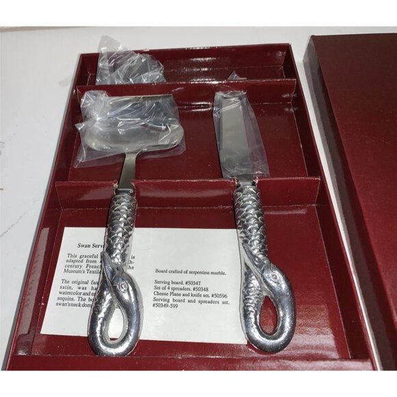 Arthur Court California Designer Swan Cheese Plane & Knife Set Museum Fine Art - Picture 2 of 4